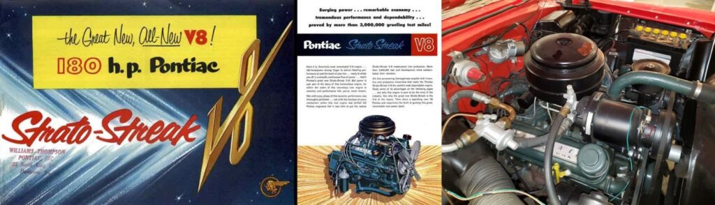 Discover the powerful 1950s Pontiac Strato Streak V8 engine with 180 hp, a marvel of vintage engineering. Read more on TheSteeringColumn by Darrel Burnett. (129 characters)